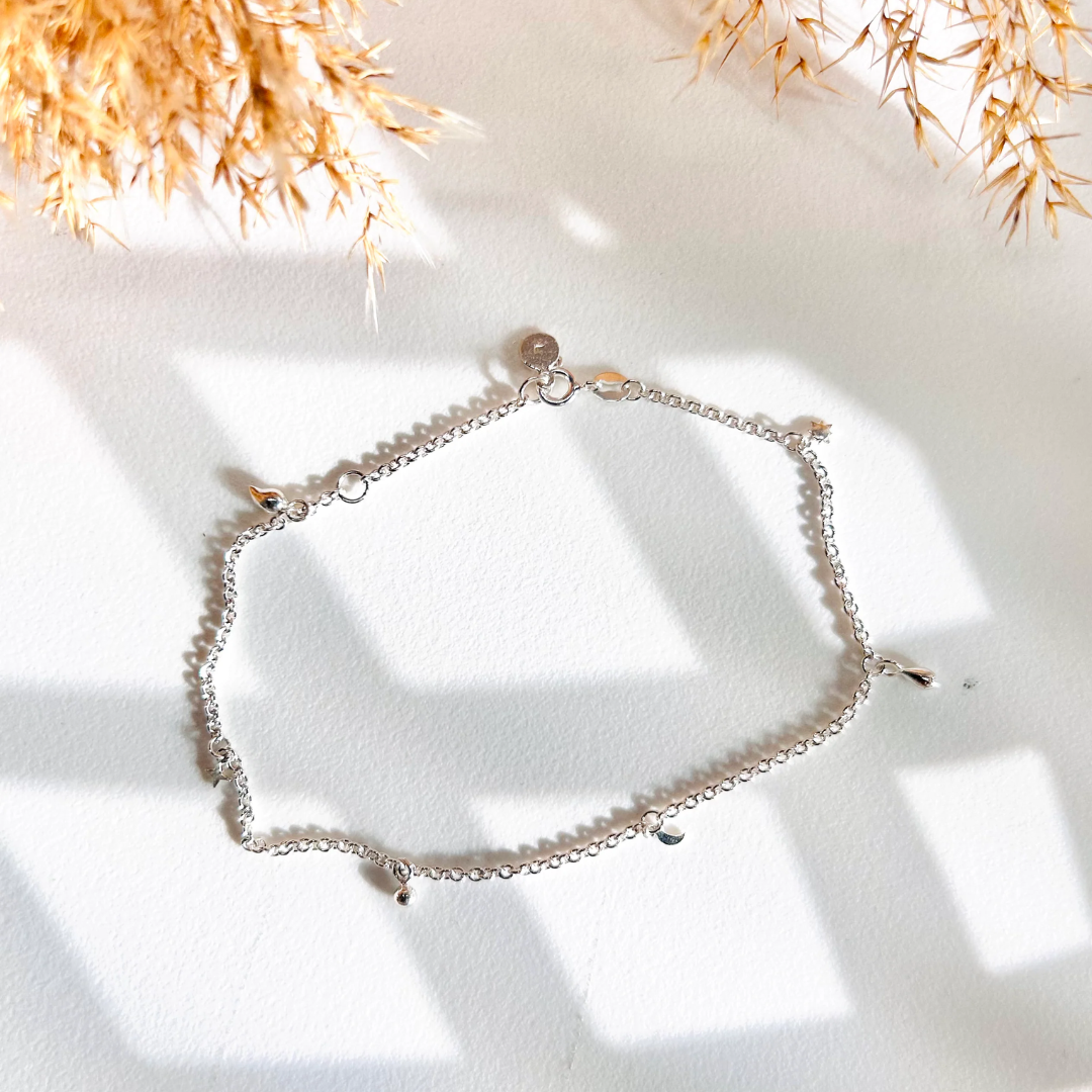 June Swimwear x Camillette Jewelry Charms Anklet Sterling Silver