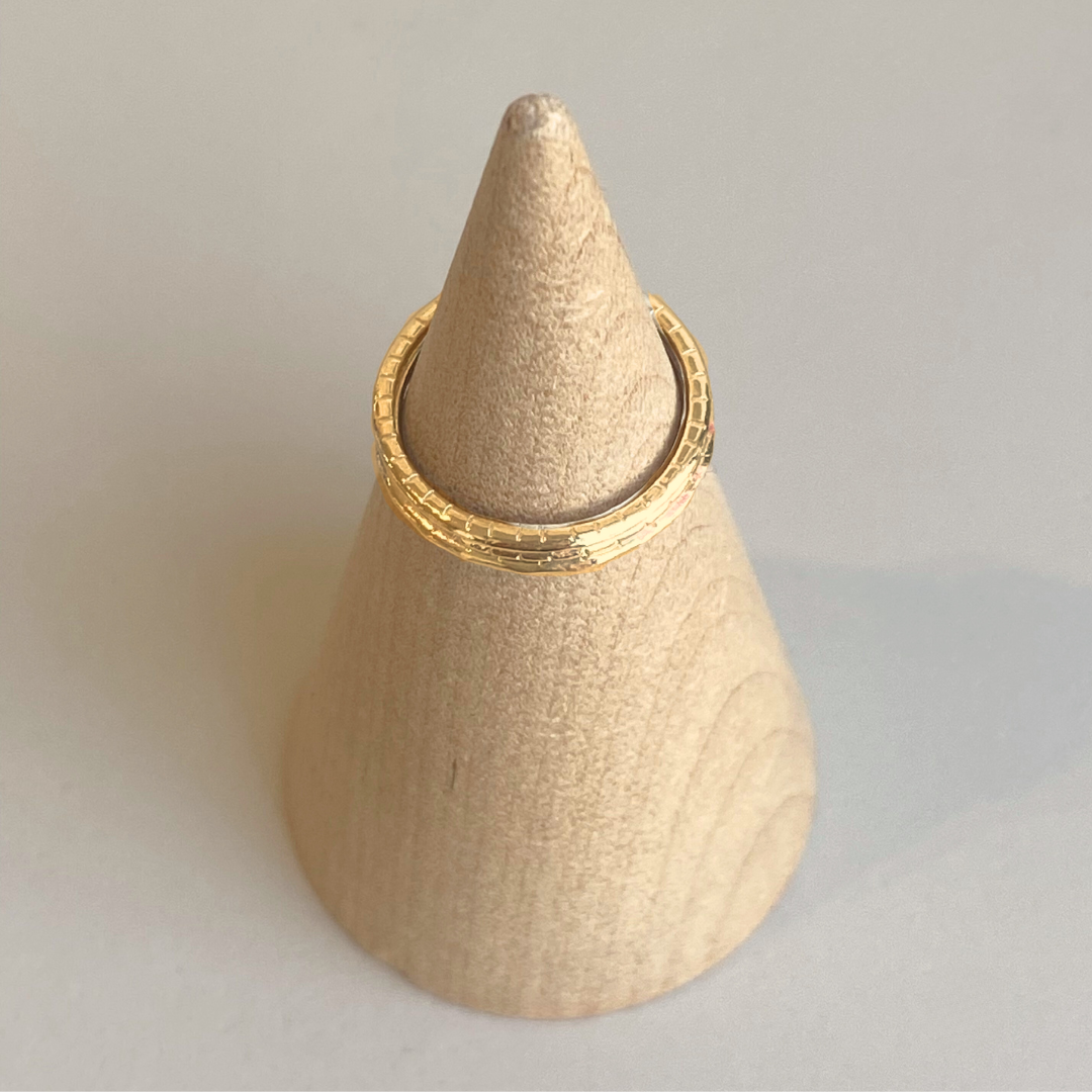 Stacked textured rings 14k gold