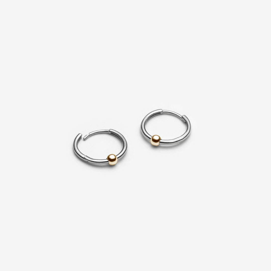 Huggies with Gold-Plated Bead - Sterling Silver - Camillette