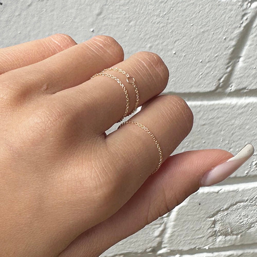 Chain Ring 10k Yellow Gold Handmade Camillette Jewelry