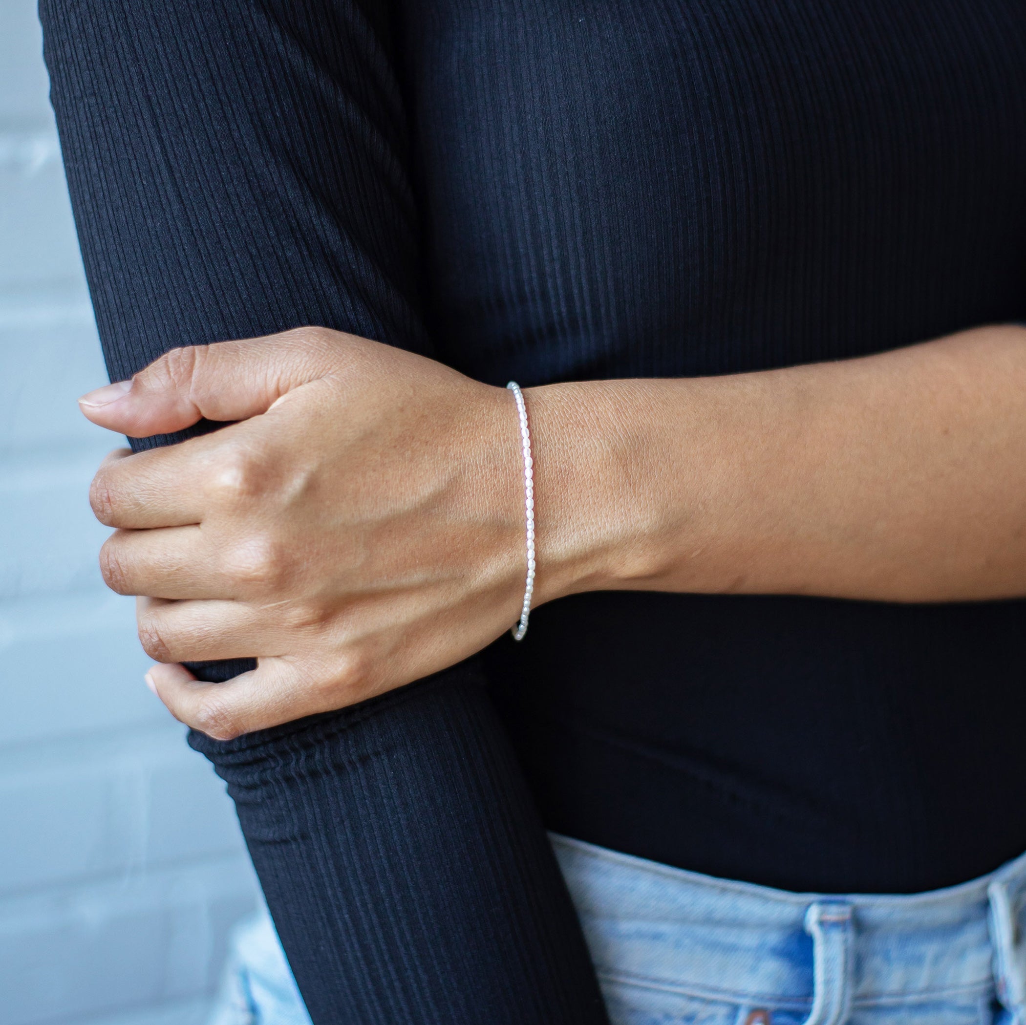 Feminine Pink Rice Pearl Bracelet Single Strand - Camillette