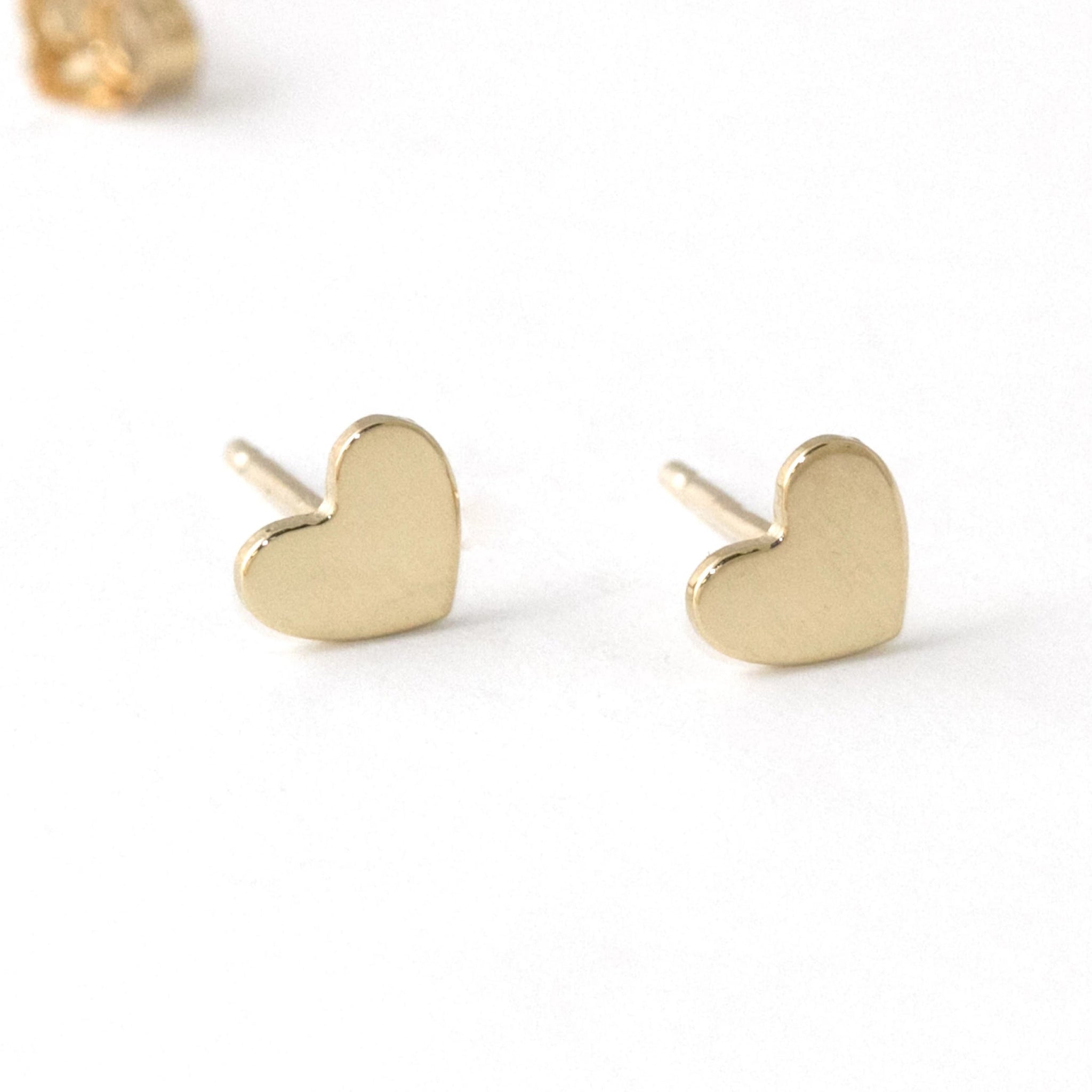 Heart Stud Earrings 14k Yellow Gold Camillette Jewelry