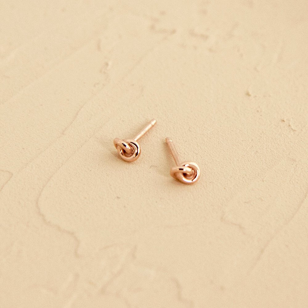 Knot Stud Earrings 14k Rose Gold Camillette Jewelry