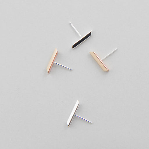 Line Stud Earrings – Brass or Silver - Camillette