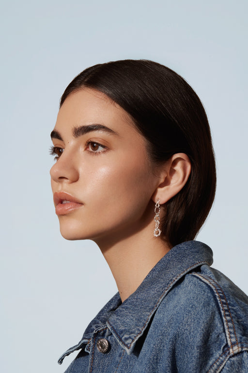 The silver drop assembly earrings by Camillette Jewelry