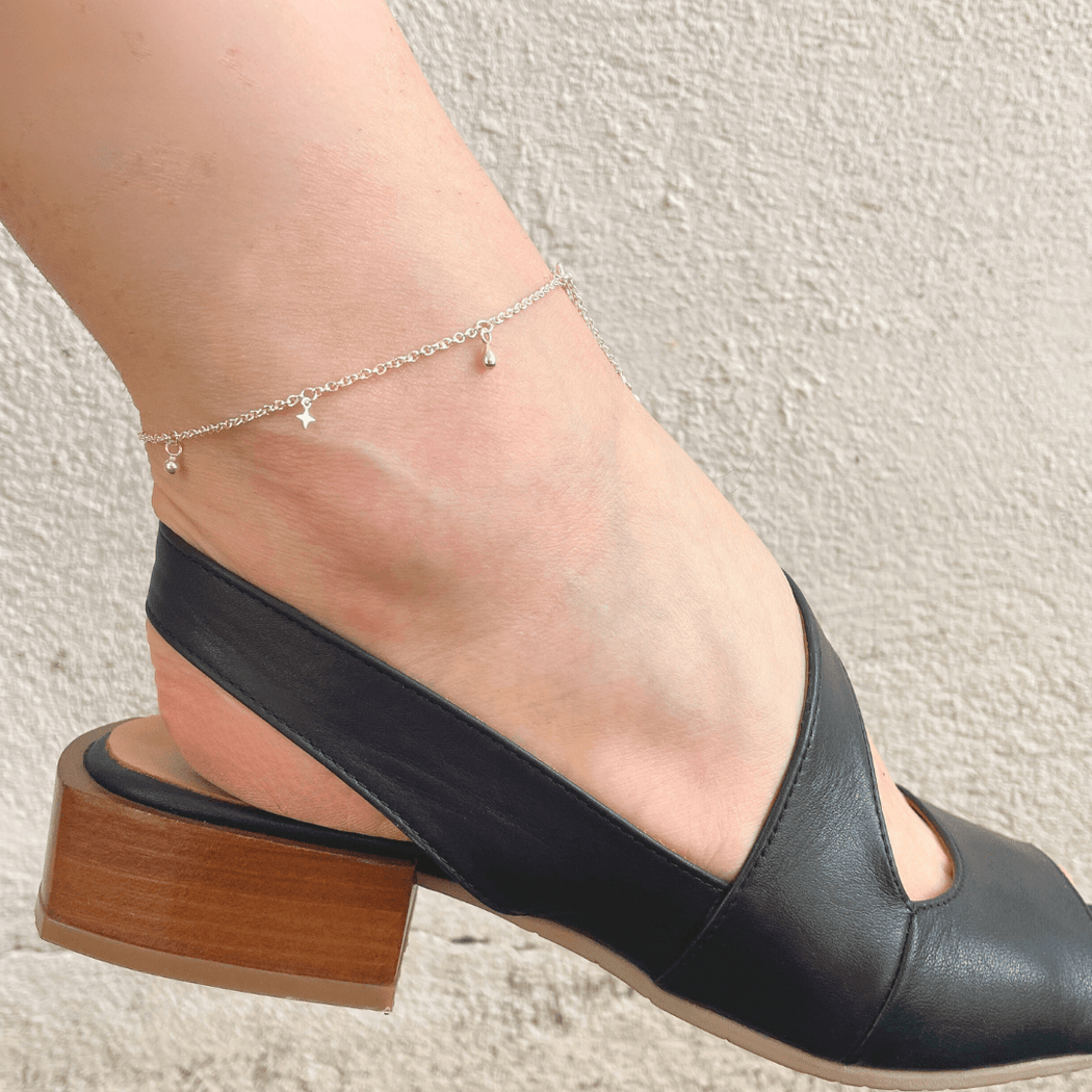 June Swimwear x Camillette Jewelry Charms Anklet - Sterling Silver - Camillette