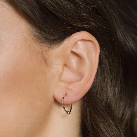 15mm Medium Sleeper Hoop 10k White Gold Earrings - Medium
