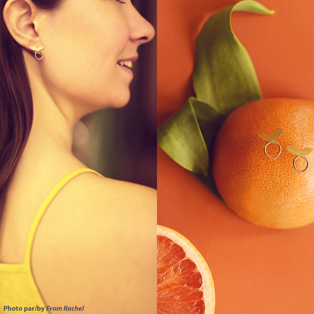 Fruit Stud Earrings in Brass or Sterling Silver - Camillette