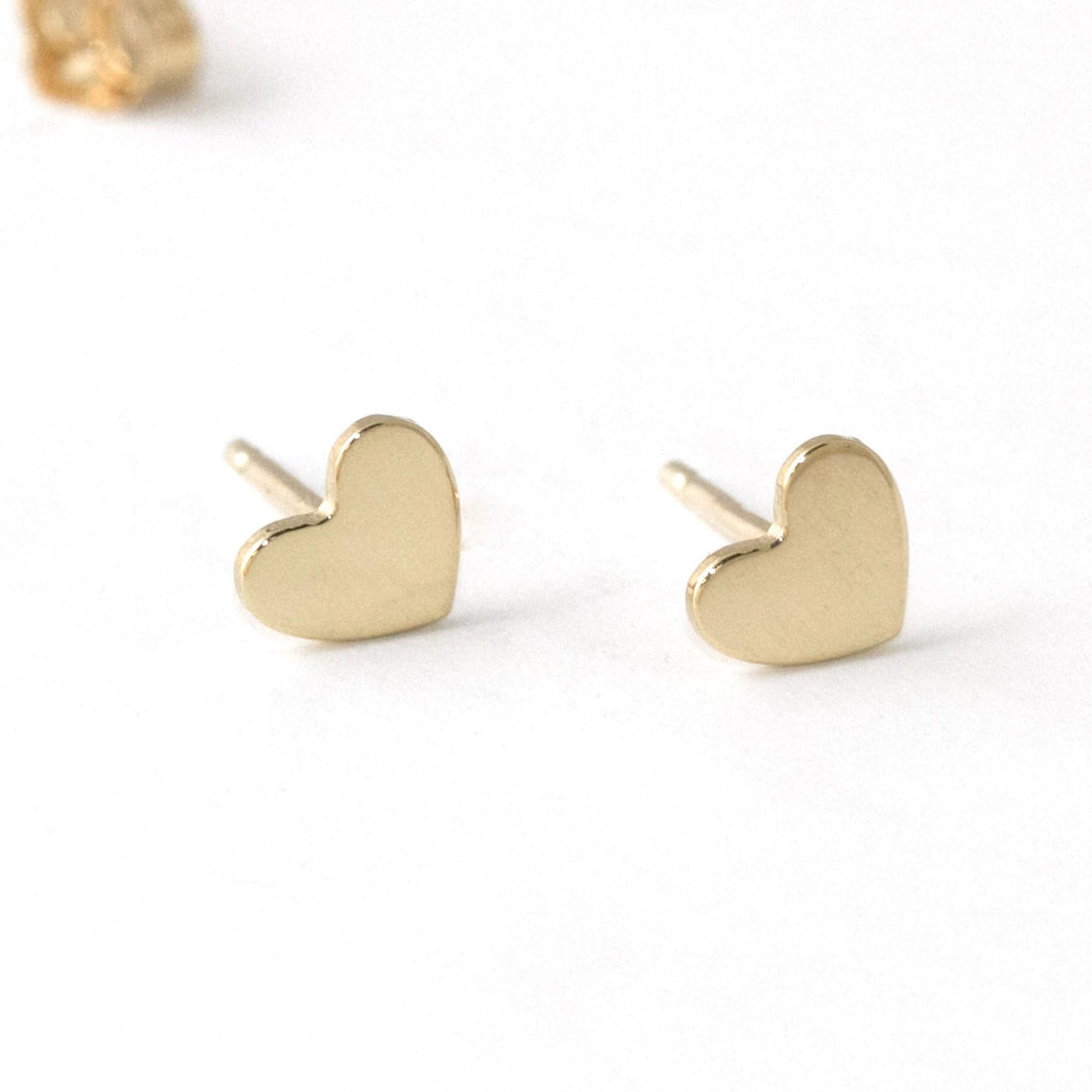 Heart Stud Earrings – 14k Yellow Gold - Camillette