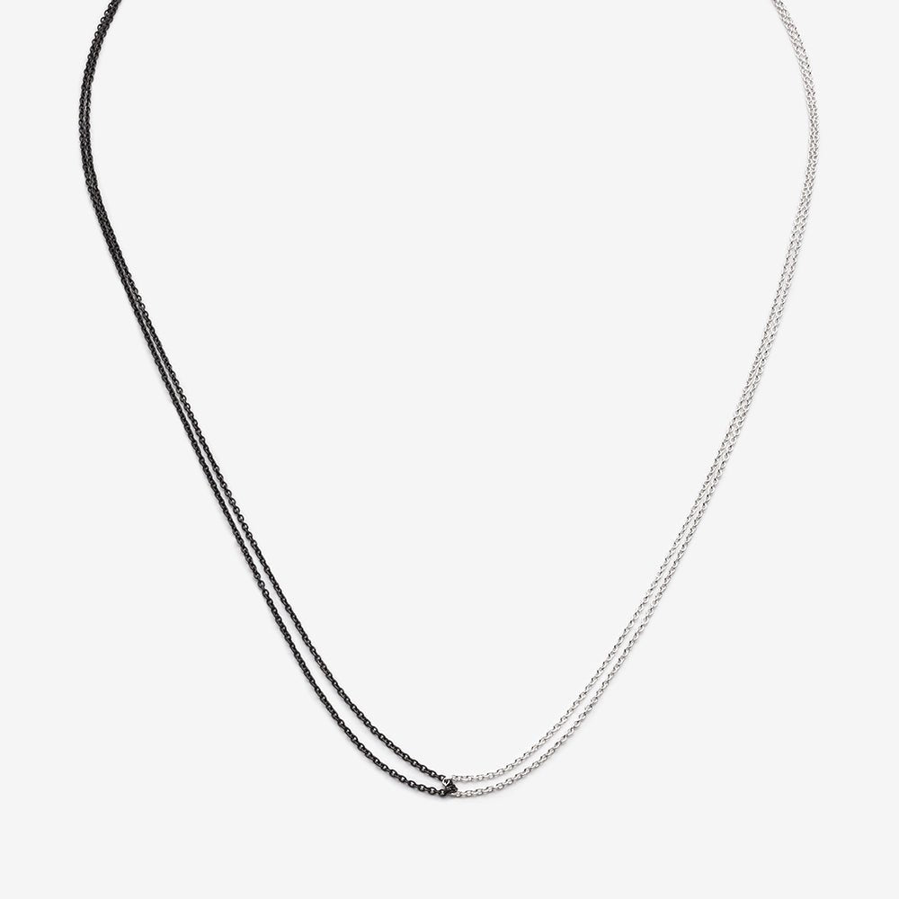 Loop Necklace - Black Oxidized Silver & Sterling Silver - 16" or 18" - Camillette