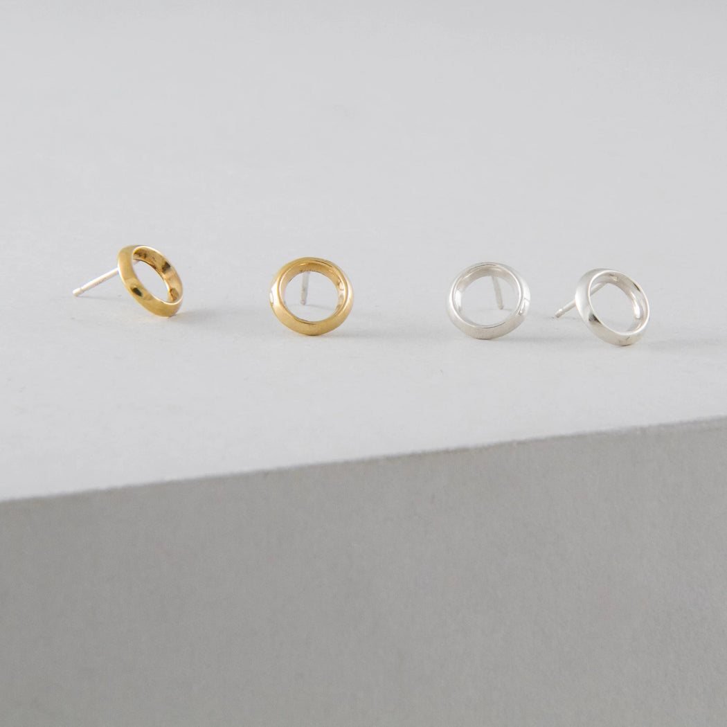 Mini Halo Earrings – Brass or Silver - Camillette